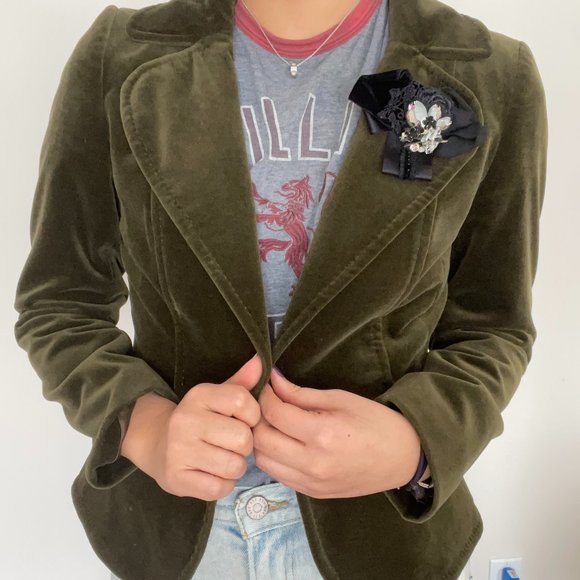 Vintage Velvet Green Blazer - Picture 6 of 6